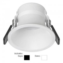 Foco empotrar LED fijo Redondo Ø80mm KONIC 8W 100º UGR19 IP54, Blanco ó Negro